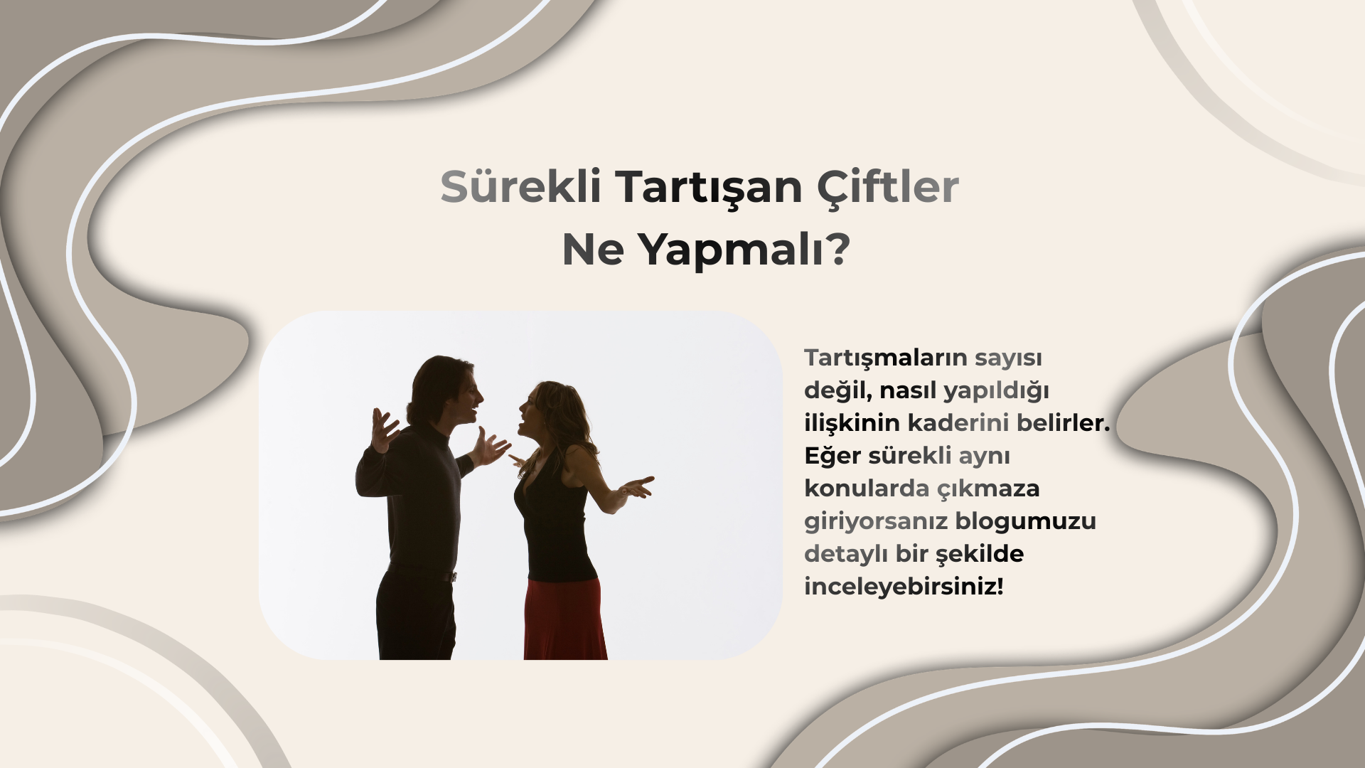 Sürekli tartışan çiftler için iletişim teknikleri; sırt sırta vermiş mutsuz çift figürü ve barışma yolları rehberi.